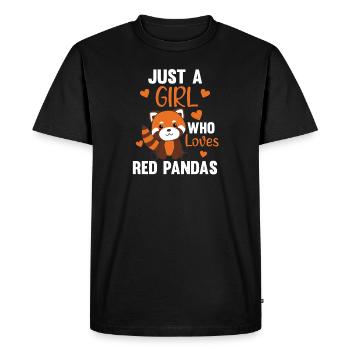 Red pandas girl love red panda kawaii cute animals - Men's Premium Organic T-Shirt - black - Front - Nico (187cm)