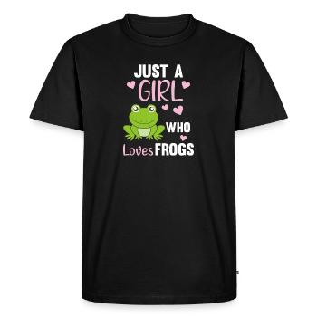 Juste une fille qui aime Frogs la grenouille - T-shirt Premium bio Homme - noir - Devant - Nico (187cm)