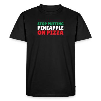 Italie Pizzas italien pas d’ananas sur pizza - T-shirt Premium bio Homme - noir - Devant - Nico (187cm)