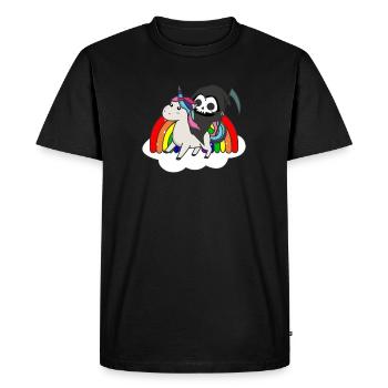 Death riding unicorn funny unicorns Rainbow - T-shirt Premium bio Homme - noir - Devant - Nico (187cm)