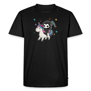Death riding unicorn funny unicorns Rainbow - T-shirt Premium bio Homme - noir - Devant - Nico (187cm)