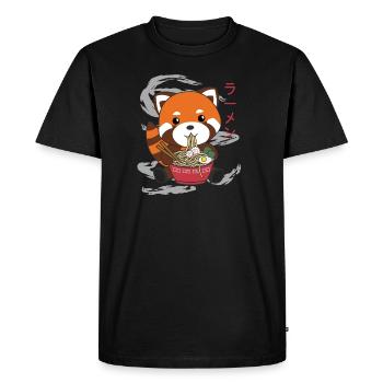 Powered by Ramen sweet red panda eats ramen - Men's Premium Organic T-Shirt - black - Front - Nico (187cm)