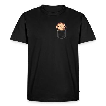 Monkey in pocket cute monkeys in breast pocket - Men's Premium Organic T-Shirt - black - Front - Nico (187cm)