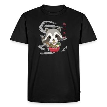Powered by Ramen Sweet Raccoon Eats Ramen - Men's Premium Organic T-Shirt - black - Front - Nico (187cm)