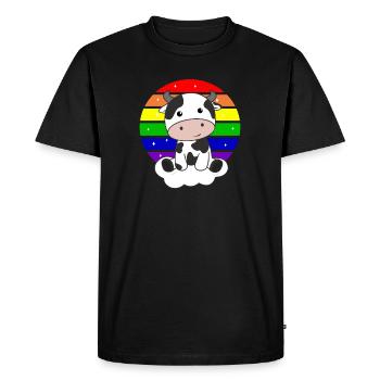 Rainbow cow cute cows for kids - Men's Premium Organic T-Shirt - black - Front - Nico (187cm)