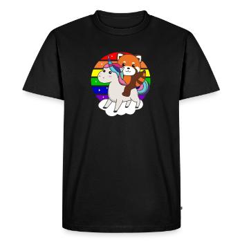 Red Panda Unicorn Rainbow Pandas Unicorns - Men's Premium Organic T-Shirt - black - Front - Nico (187cm)
