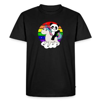 Panda Unicorn Rainbow Animals Pandas Unicorns - Men's Premium Organic T-Shirt - black - Front - Nico (187cm)