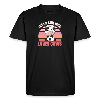 Juste une fille qui aime les vaches mignonnes vache animale - T-shirt Premium bio Homme - noir - Devant - Nico (187cm)