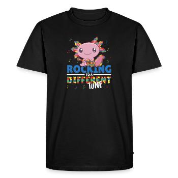 mois de sensibilisation à l’autisme puzzel musique axolotl - T-shirt Premium bio Homme - noir - Devant - Nico (187cm)