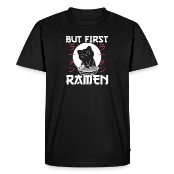 Mais le premier ramen mignon chat mange des ramen - T-shirt Premium bio Homme - noir - Devant - Nico (187cm)