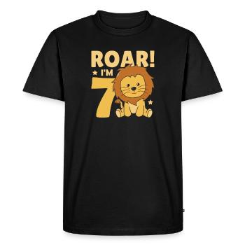 Enfants 7ème anniversaire Lion sept ans Lion - T-shirt Premium bio Homme - noir - Devant - Nico (187cm)