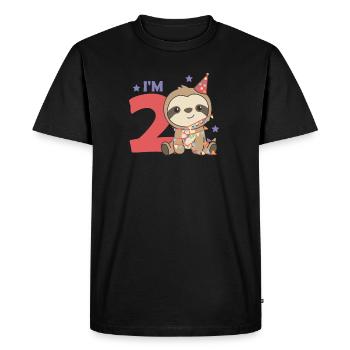 Paresseux pour le deuxième anniversaire pour les enfants de 2 ans - T-shirt Premium bio Homme - noir - Devant - Nico (187cm)
