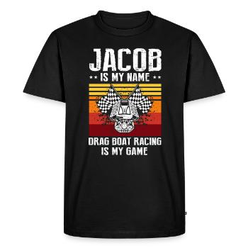 Conception de course de hors-bord pour les plaisanciers de course - T-shirt Premium bio Homme - noir - Devant - Nico (187cm)