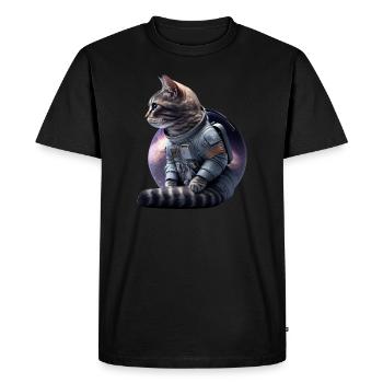 Chat de l’espace - T-shirt Premium bio Homme - noir - Devant - Nico (187cm)