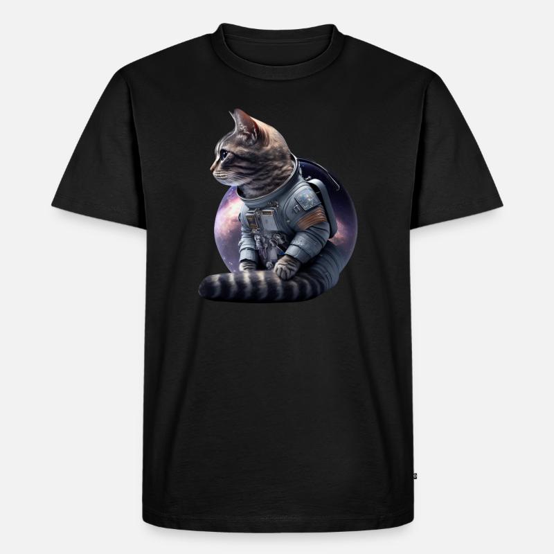 Chat de l’espace - T-shirt Premium bio Homme - noir