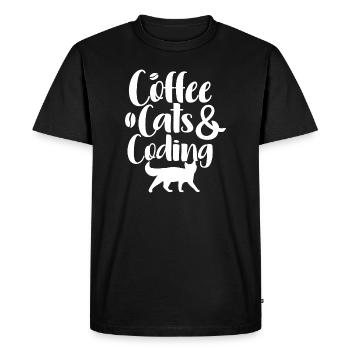 Coffee Cats And Coding - Men's Premium Organic T-Shirt - black - Front - Nico (187cm)