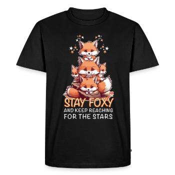 Les renards mignons restent renards - T-shirt Premium bio Homme - noir - Devant - Nico (187cm)