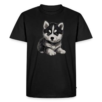 Husky Puppy Dog Baby Sled Dog - T-shirt Premium bio Homme - noir - Devant - Nico (187cm)