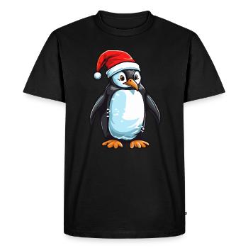 Tête d’animal de Noël pingouin - T-shirt Premium bio Homme - noir - Devant - Nico (187cm)