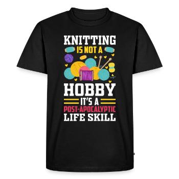 Le tricot est un mode de vie - T-shirt Premium bio Homme - noir - Devant - Nico (187cm)