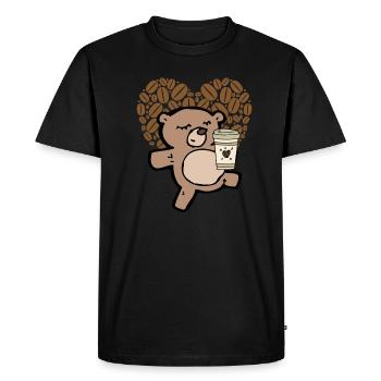 Le café est ma Saint-Valentin - mignon ours en peluche avec du café - T-shirt Premium bio Homme - noir - Devant - Nico (187cm)