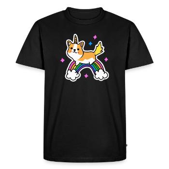 Corgi Unicorn Rainbow Dog Gift Welsh Corgi - Men's Premium Organic T-Shirt - black - Front - Nico (187cm)