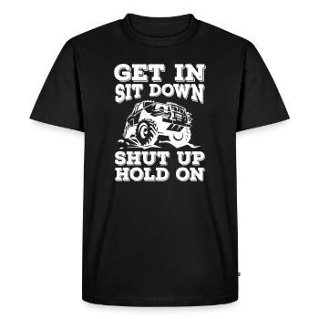 Entrez Asseyez-vous, taisez-vous, tenez sur les jeeps - T-shirt Premium bio Homme - noir - Devant - Nico (187cm)