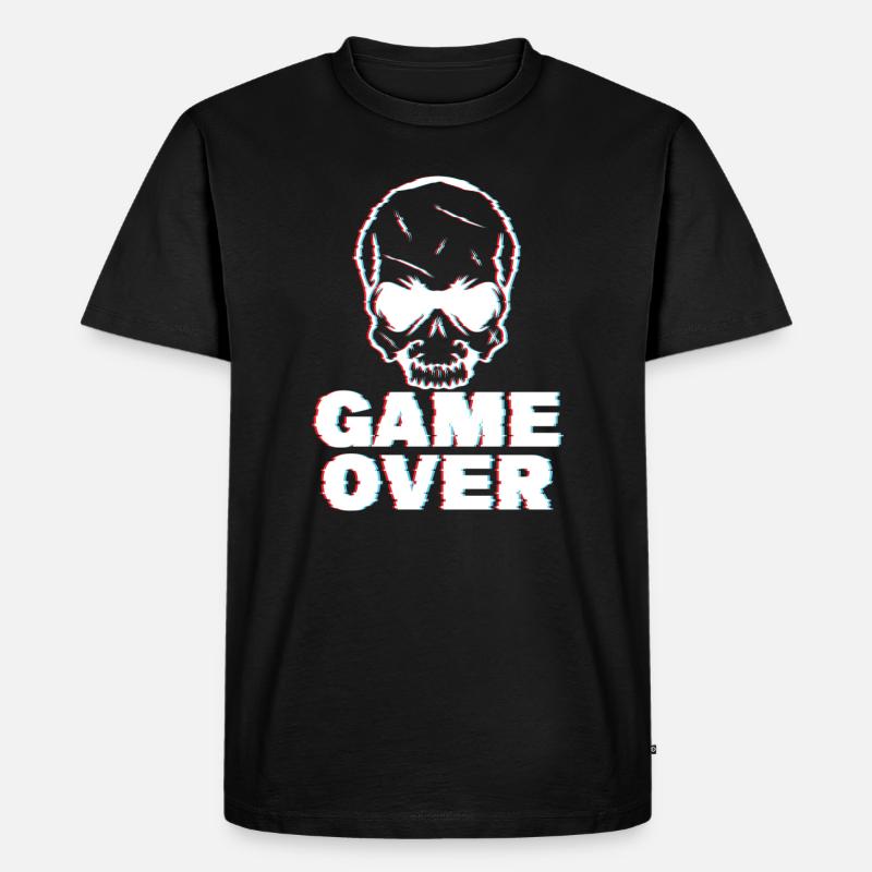Game Over Glitch - Männer Premium Bio T-Shirt - Schwarz