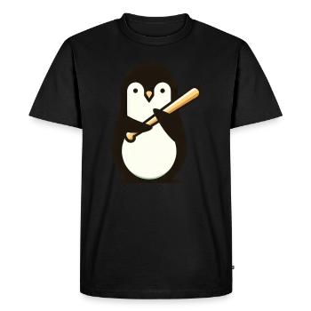 Cute Penguin Baseball Comic - Men's Premium Organic T-Shirt - black - Front - Nico (187cm)