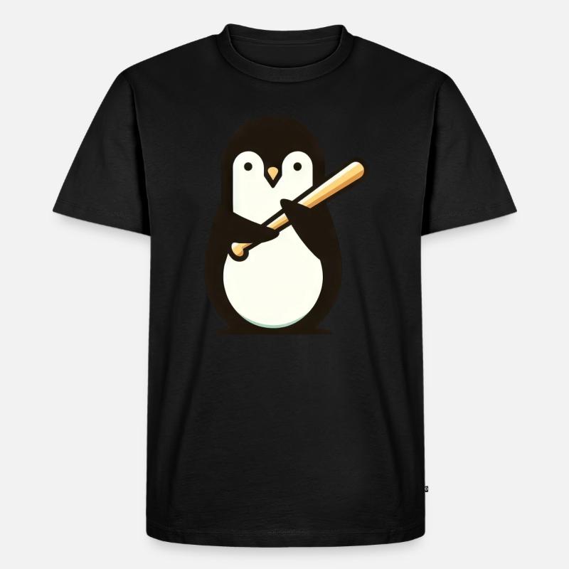Süßer Pinguin Baseball Comic - Männer Premium Bio T-Shirt - Schwarz