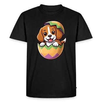Oeuf de Pâques coloré avec conception de Beagle à éclosion - T-shirt Premium bio Homme - noir - Devant - Nico (187cm)