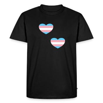 Coeurs de drapeau trans - T-shirt Premium bio Homme - noir - Devant - Nico (187cm)