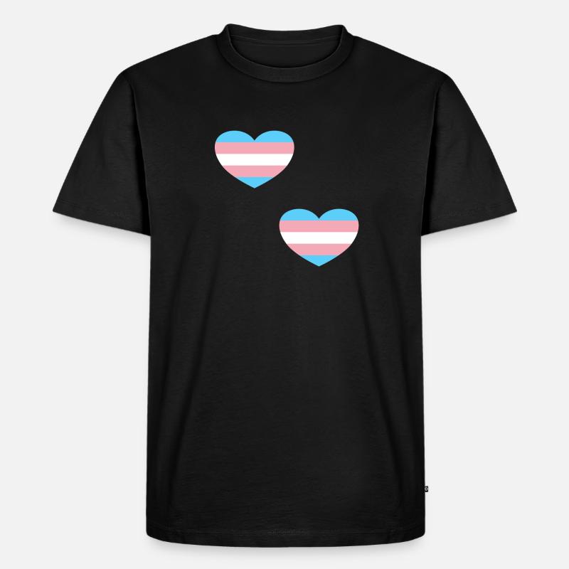 Trans Flagge Herzen - Männer Premium Bio T-Shirt - Schwarz