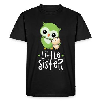 Petite soeur - Petite soeur chouette - T-shirt Premium bio Homme - noir - Devant - Nico (187cm)