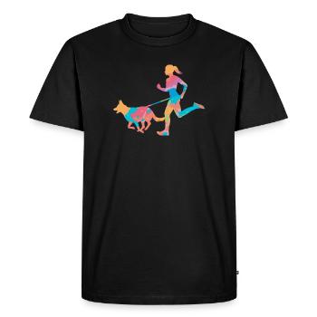 Canicross Runner Cross-Country Running with Dog Women - Men's Premium Organic T-Shirt - black - Front - Nico (187cm)