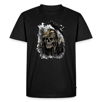 Viking Helmet Crow Skull - Men's Premium Organic T-Shirt - black - Front - Nico (187cm)