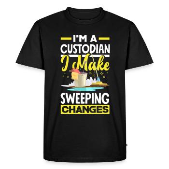 School Custodian Janitor I Make Sweeping Changes - Men's Premium Organic T-Shirt - black - Front - Nico (187cm)