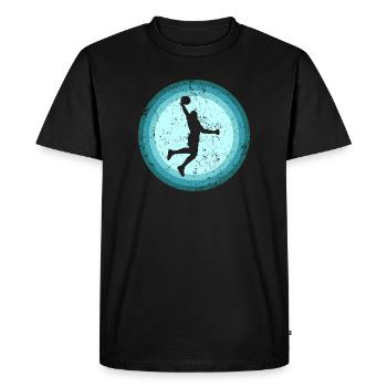 Joueur de basket-ball rétro Dunking Joueur de basket-ball - T-shirt Premium bio Homme - noir - Devant - Nico (187cm)