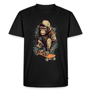Schimpanse Skateboard Skater Affe Skateboarder - Männer Premium Bio T-Shirt - Schwarz - Vorne - Nico (187cm)