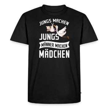 JUNGS MACHEN JUNGS MÄNNER MACHEN MÄDCHEN - Männer Premium Bio T-Shirt - Schwarz - Vorne - Nico (187cm)