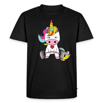 licorne fitness altères - T-shirt Premium bio Homme - noir - Devant - Nico (187cm)