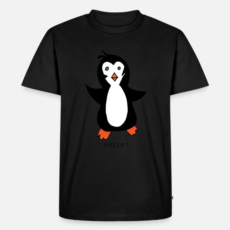 Hello pingoo - Männer Premium Bio T-Shirt - Schwarz