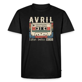 avril 1968 April 1968  - T-shirt Premium bio Homme - noir - Devant - Nico (187cm)
