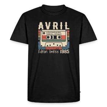avril 1985 April 1985  - T-shirt Premium bio Homme - noir - Devant - Nico (187cm)