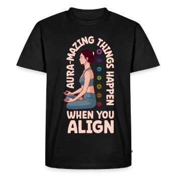 Aura Power - Chakra Alignment - Men's Premium Organic T-Shirt - black - Front - Nico (187cm)