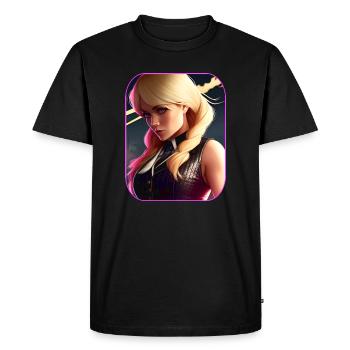 Fille blonde en steampunk cool avec du rose - T-shirt Premium bio Homme - noir - Devant - Nico (187cm)