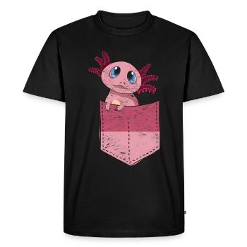 Salamandre Cadeau Mignon Poitrine Poche Axolotl - T-shirt Premium bio Homme - noir - Devant - Nico (187cm)
