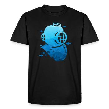 Casque de plongée à l’ancienne pour l’exploration sous-marine - T-shirt Premium bio Homme - noir - Devant - Nico (187cm)