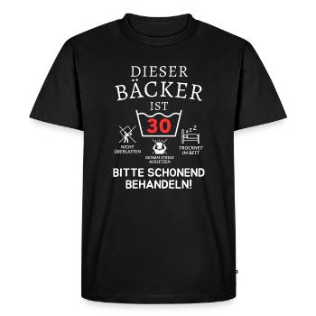 Ce boulanger a 30 ans. - T-shirt Premium bio Homme - noir - Devant - Nico (187cm)