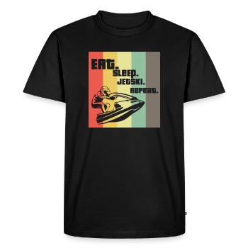 Eat Sleep Jetski RepeatJet Ski Cadeau Retro - T-shirt Premium bio Homme - noir - Devant - Nico (187cm)